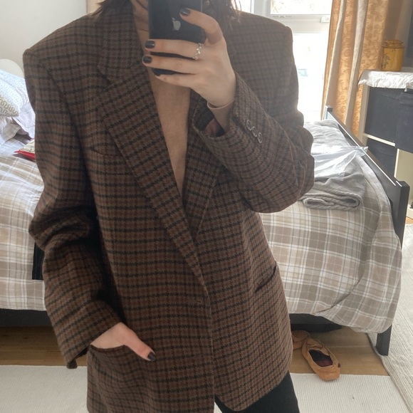 Vintage checked brown blazer - Picture 2 of 8